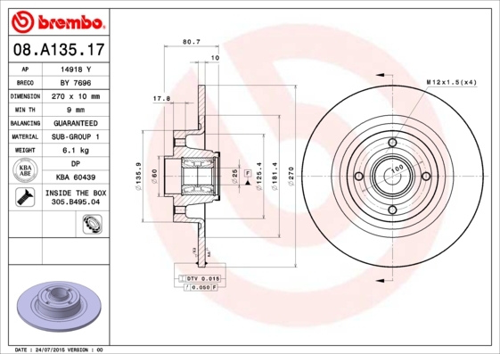 Brzdový kotúč BREMBO