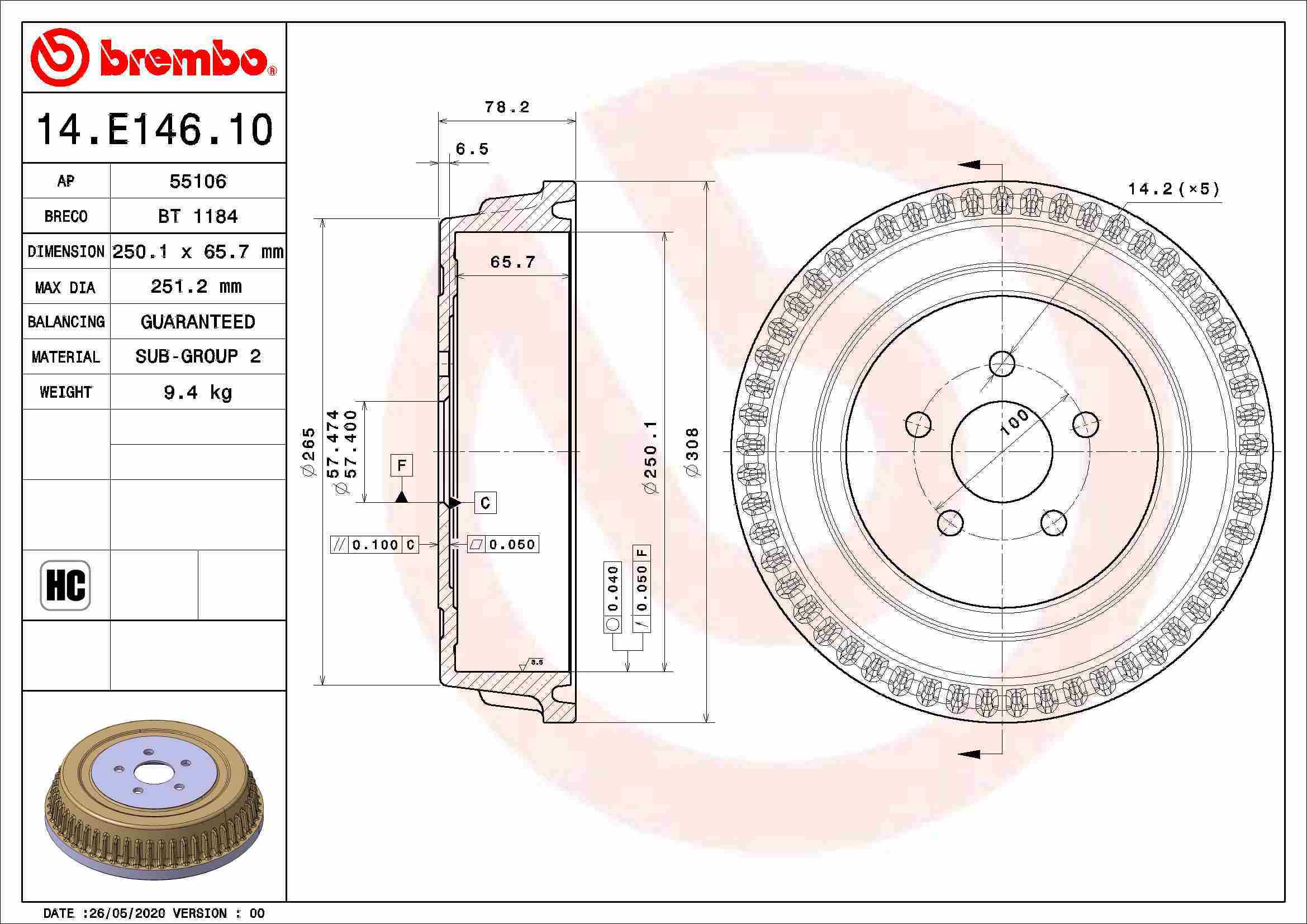 Brzdový bubon BREMBO