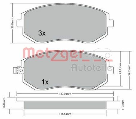 Sada brzdových platničiek kotúčovej brzdy METZGER