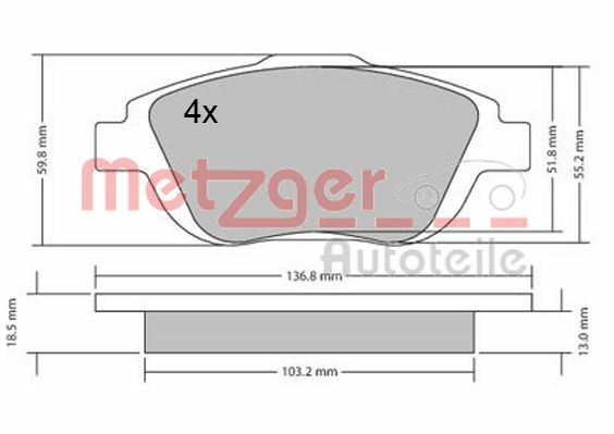 Sada brzdových platničiek kotúčovej brzdy METZGER