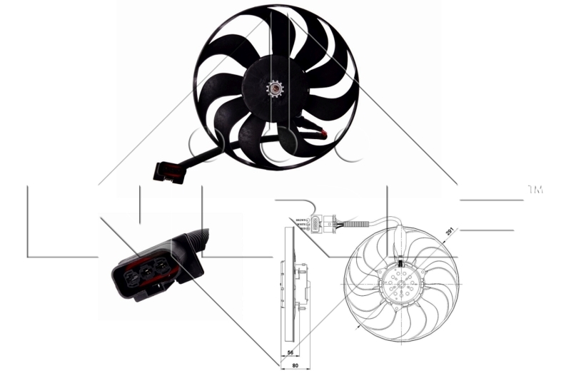 Ventilátor chladenia motora NRF