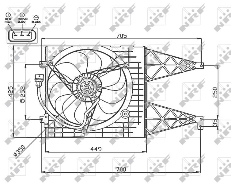 Ventilátor chladenia motora NRF