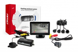 Asistenty parkovania TFT01 4,3” s kamerou CAM-308 LED, 4 senzorové čierne GOLD 18mm
