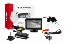 Asistenty parkovania TFT01 4,3” s kamerou CAM-308 LED, 4 senzorové biele