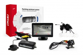 Asistenty parkovania TFT01 4,3` s kamerou CAM-315 LED, 4-senzorové biele