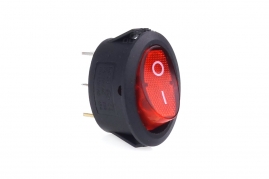 Prepínač kolískový okrúhly s červeným podsvietením 12/230V - BU01