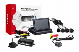 Parkovací asistent TFT02 4,3” s kamerou HD-307 IR, 4-senzorové, čierne