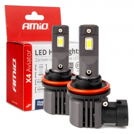 LED žiarovky pre hlavné svietenie X4 Aviator 6500K H8 H9 H11 AMIO-03765